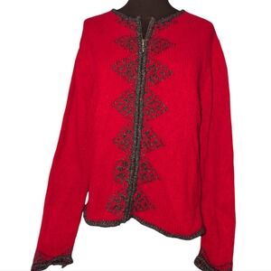 Nomadic Traders angora and silk zip cardigan, size Large